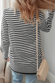 Black Stripe Long Sleeve Button up Tunic Cardigan