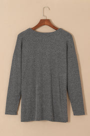 Gray Heather Knit Pocketed Button Front Cardigan