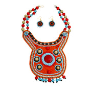 Orange Bead Collar Bib Set