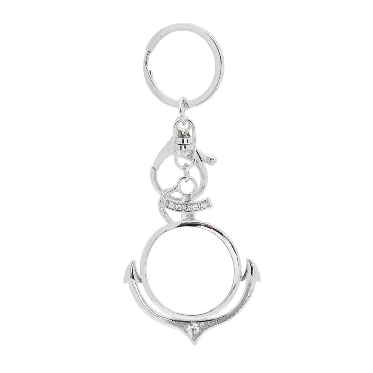 Silver Anchor Magnifying Glass Keychain