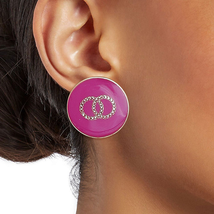 Fuchsia Flair Flat Studs - Bespoke Chic