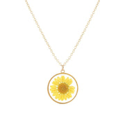 Yellow Daisy Dried Flower Necklace