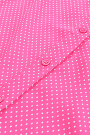 Pink 3/4 Sleeves Dotted Print Loose Shirt