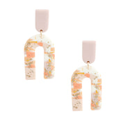 Blush Marbled Clay U Drop Earrings