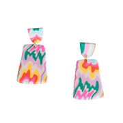 Rainbow Marbled Clay Trapezoid Earrings