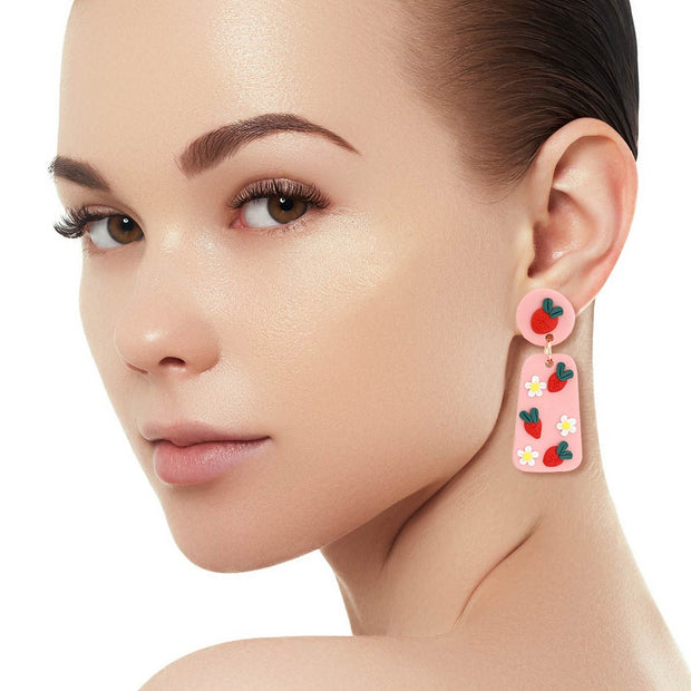 Ultra Cute Pink Strawberry Earrings