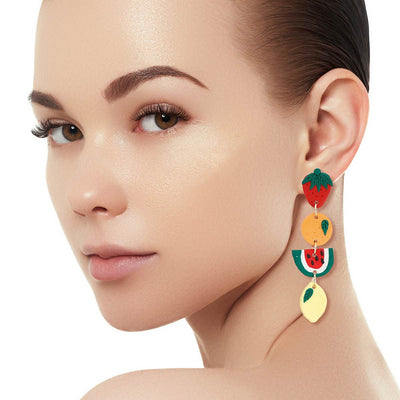 Multi Fruit Clay Dangle Earrings