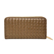 Zipper Wallet Bronze Woven Wristlet for Women