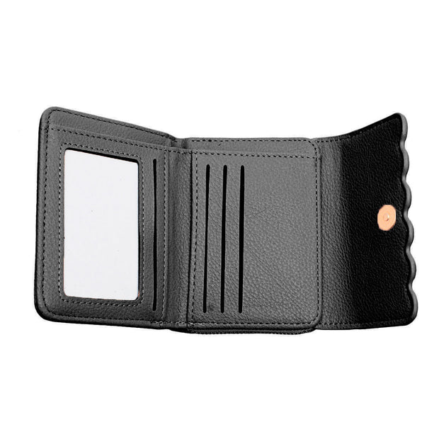 Accordian Wallet Black Snap Cardholder for Women