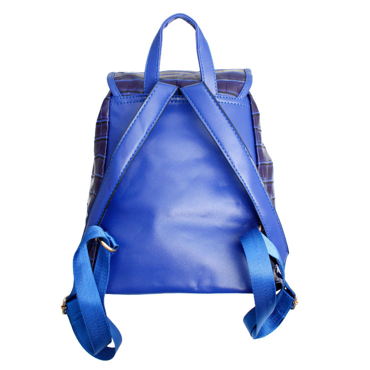 Backpack Blue Croc Flap Bag Set for Women