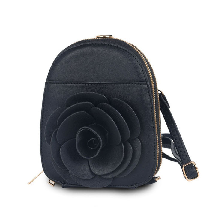 Black Flower Mini Backpack