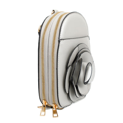 Mini Backpack Silver Flower Wallet Bag For Women