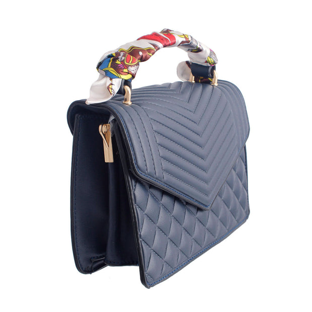 Navy Quilted Scarf Crossbody