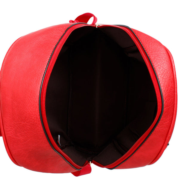 Moto Backpack Red Zipper Medium Bag for Women