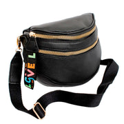 Crossbody Black Love Zipper Saddle Bag for Women