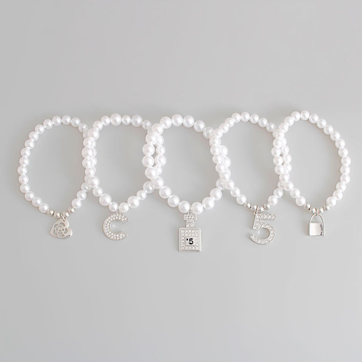 White Pearl Silver No. 5 Boutique Bracelets