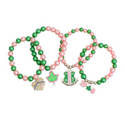 AKA Sorority Inspired Pink Green Pearl Bracelets