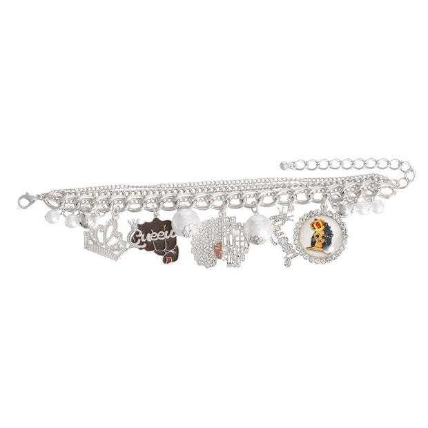 Silver Queen Afro Charm Bracelet