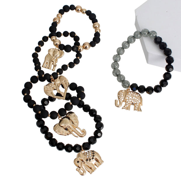 Mixed Black Elephant Bracelets