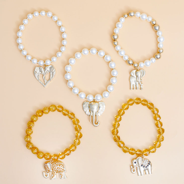 Mixed Gold Bead Elephant Bracelets