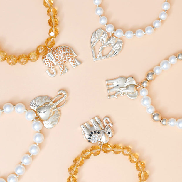 Mixed Gold Bead Elephant Bracelets