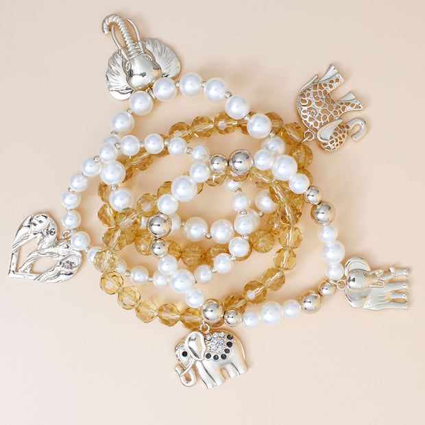 Mixed Gold Bead Elephant Bracelets