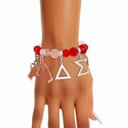 Red Clear Bead Delta Soror Bracelet