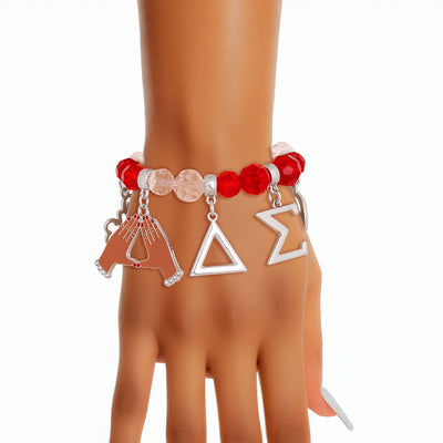 Red Clear Bead Delta Soror Bracelet