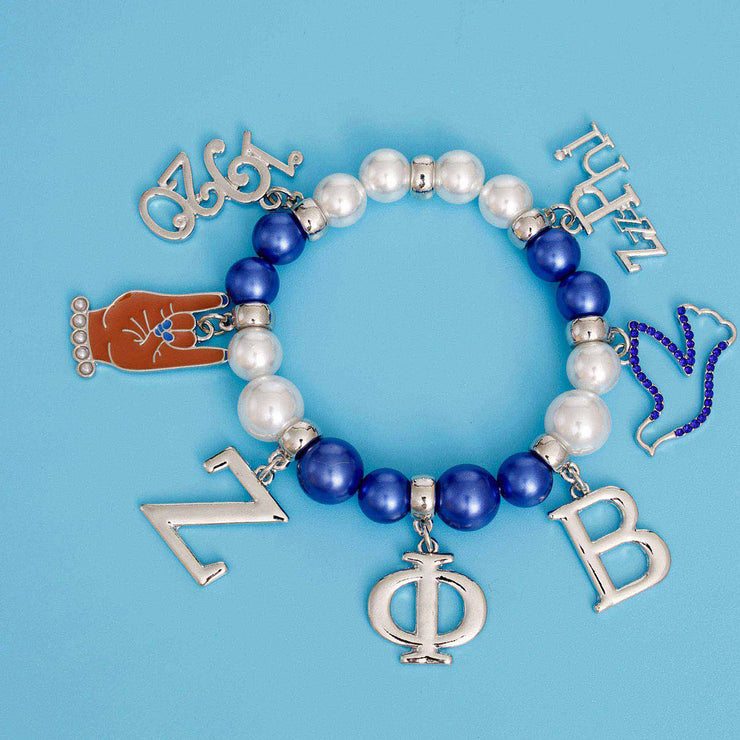 Blue White Pearl Zeta Bracelet