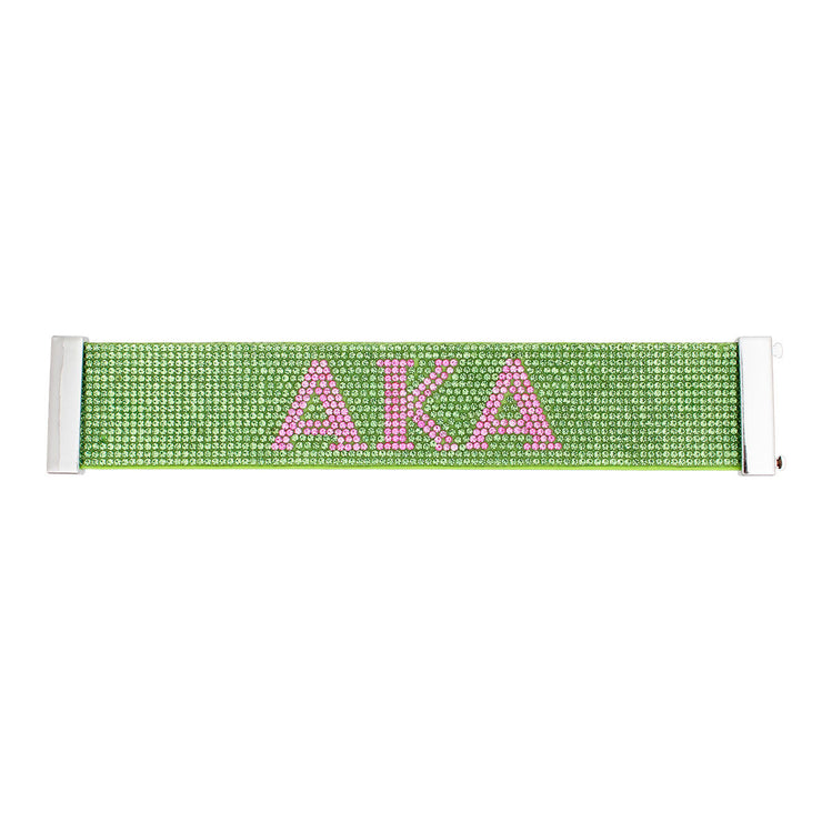 AKA Sorority Green Rhinestone Magnetic Bracelet