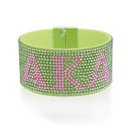 AKA Sorority Green Rhinestone Magnetic Bracelet