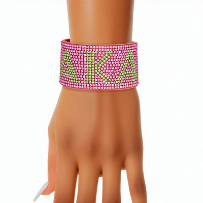 AKA Sorority Pink Rhinestone Magnetic Bracelet