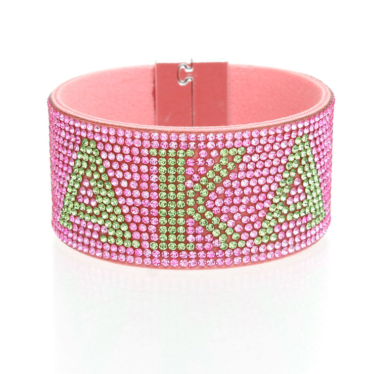 AKA Sorority Pink Rhinestone Magnetic Bracelet