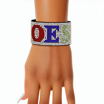 OES Sorority Clear Rhinestone Magnetic Bracelet