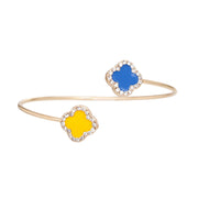 SGRHO Sorority Blue Gold Stone Clover Open Bangle