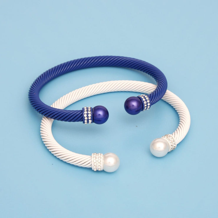 ZPB Sorority 2 Pcs Blue White Cable Bangles