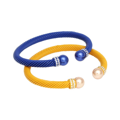 SGRHO Sorority 2 Pcs Blue Yellow Cable Bangles