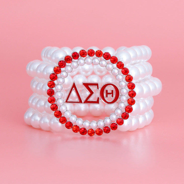 DST Pearl Red White Stackable Bracelet