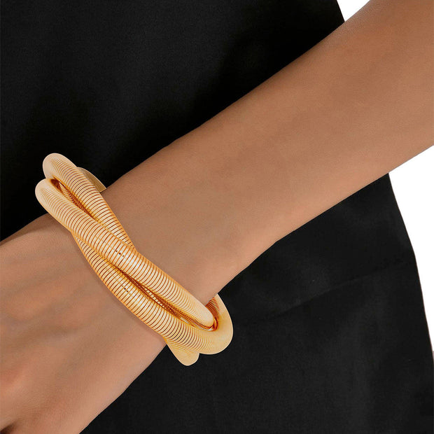 Jump Coil Bracelet Twisted Gold Metal for Women