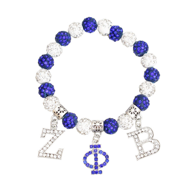 ZPB Sorority Blue White Bling Letter Bracelet