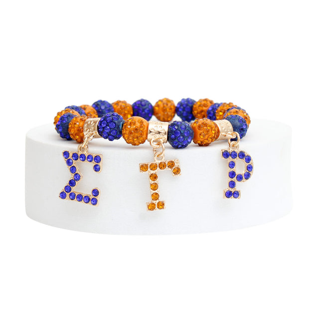 SGRHO Sorority Blue and Gold Bling Letter Bracelet