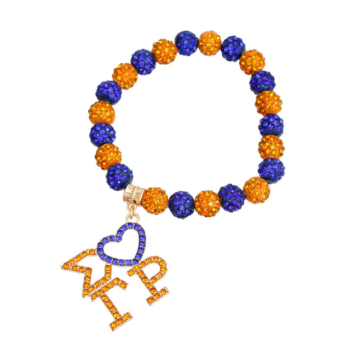 SGRHO Blue Gold Bling Sorority Charm Bracelet