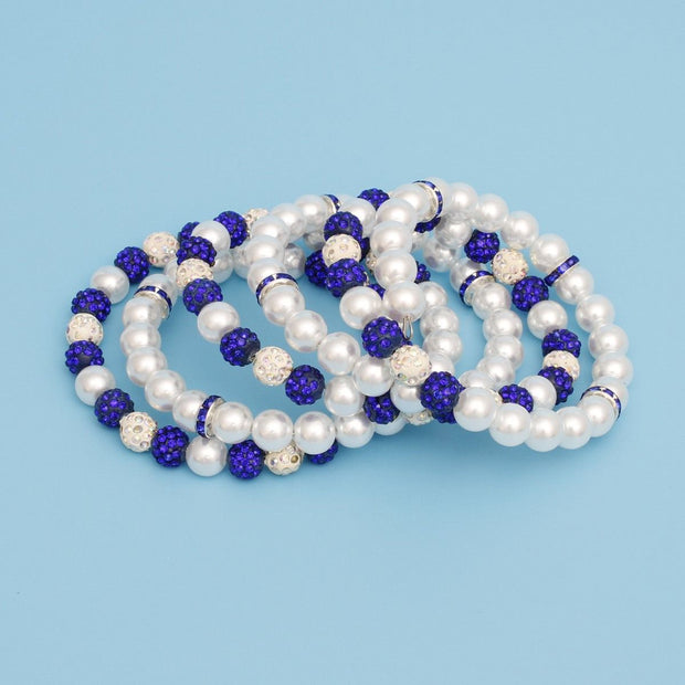 ZPB White Pearl and Bead Memory Wire Bracelet