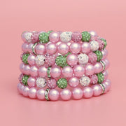 AKA Pink Pearl and Bead Memory Wire Bracelet