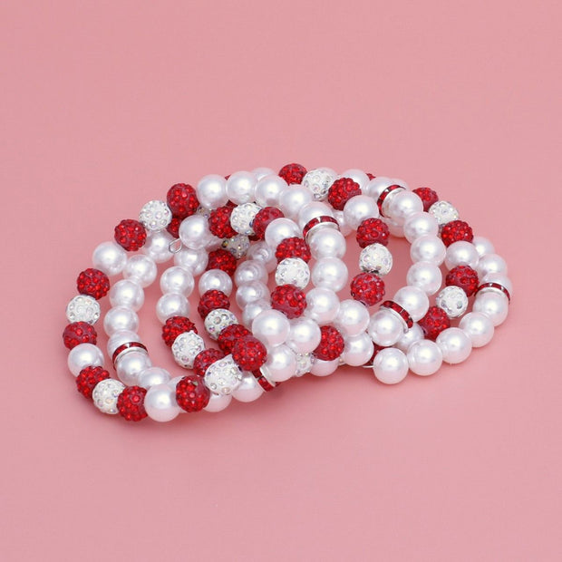 DST White Pearl and Bead Memory Wire Bracelet