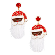 Dangle Red Large Black Santa Earrings for Women