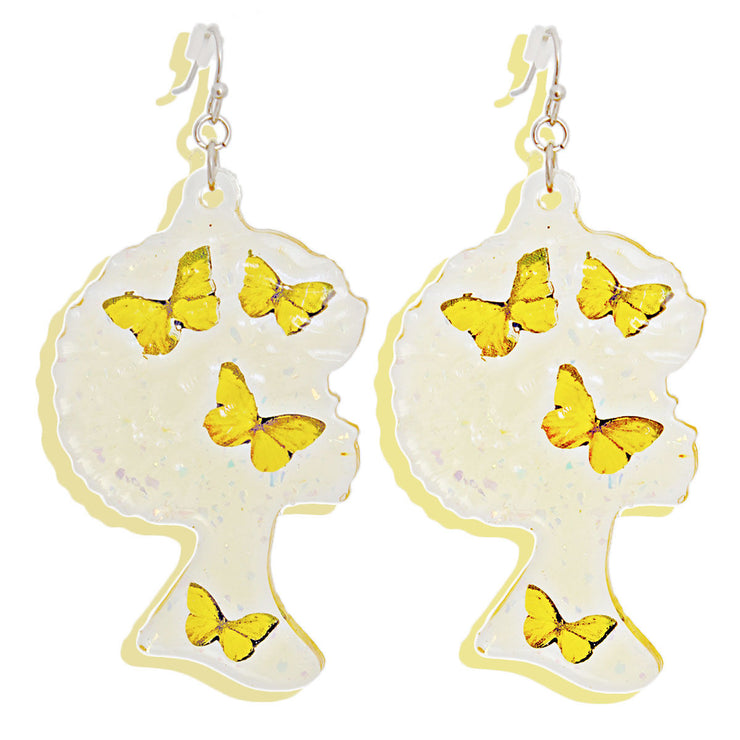 Dangle Yellow Med Afro Butterfly Earrings Women