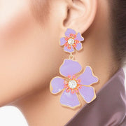 Drop Lavender Gold Tropical Flower Earrings Women