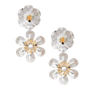 Drop Silver 3D Flower Earrings for Women