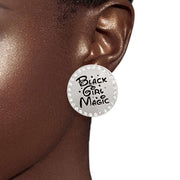 Silver 3 Pcs Black Girl Magic Studs